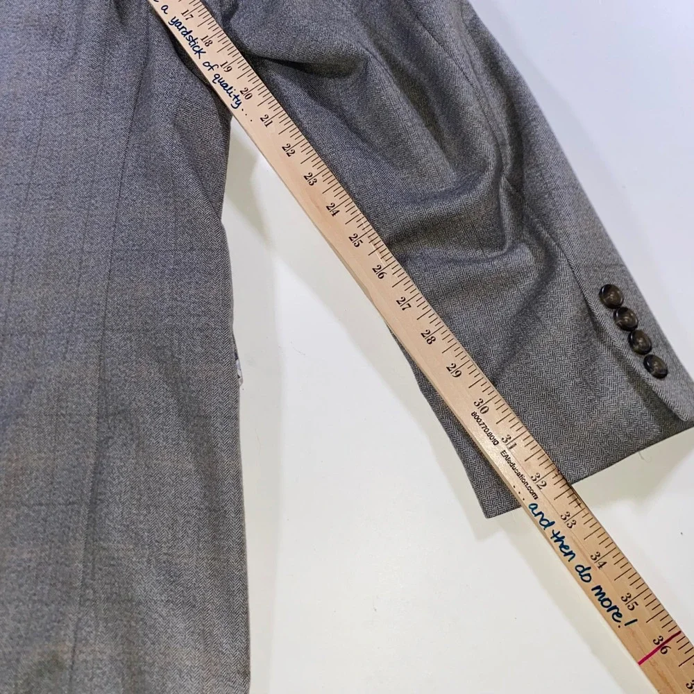 Lauren Ralph Lauren Mens 44L Grey Herringbone Glen Check Blazer Paisley Lining